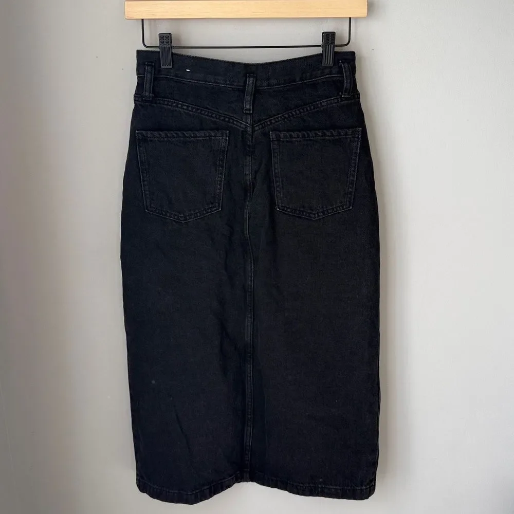 MNG Mango Black Denim Mid Skirt